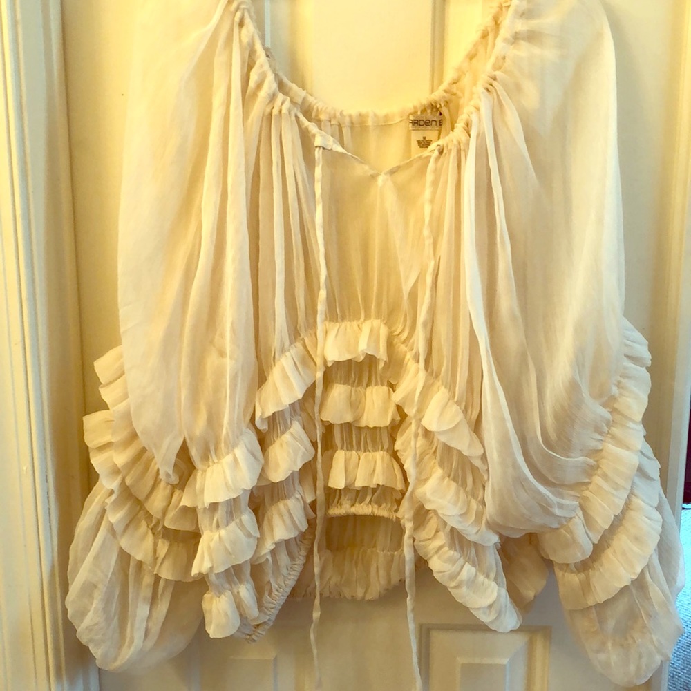 Sheer off the shoulder Ruffled shirt Arden B
